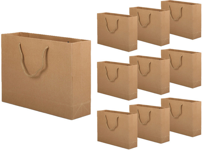 펜시픽 크라프트 무지 선물 쇼핑백 가로형, 브라운, 10개