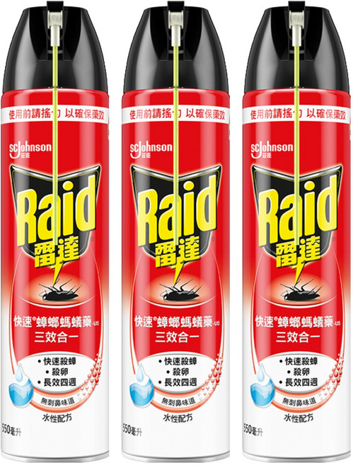Raid 雷達 快速蟑螂螞蟻藥 無味, 550ml, 3罐