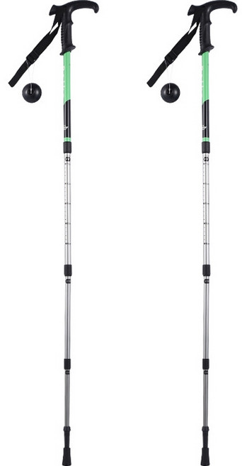 오가니코 두랄루민 4단 접이식 T자형 초경량 등산스틱 2P, 그린, 2개