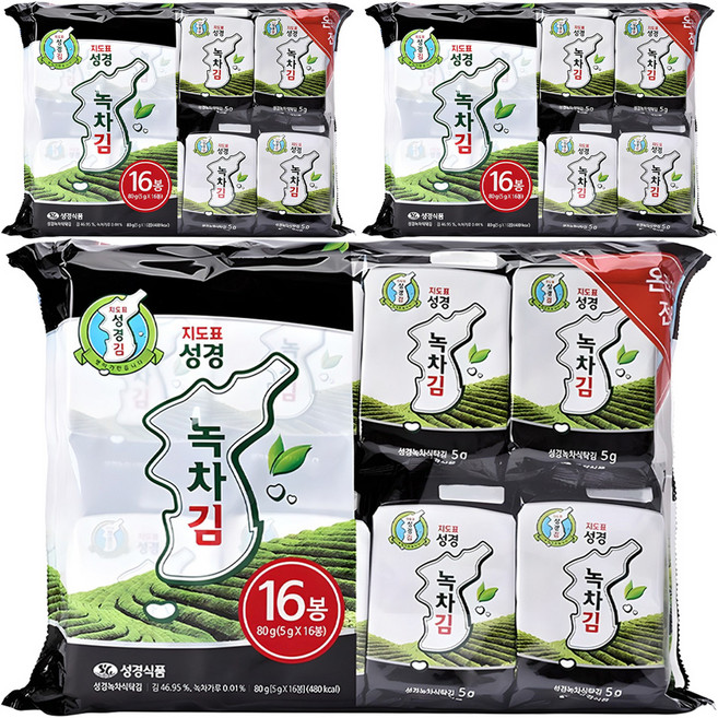 지도표성경 녹차 식탁김, 80g, 3개