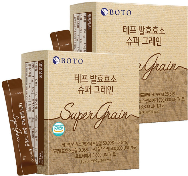 보뚜 테프 발효효소 슈퍼 그레인 영양제 30p, 90g, 2개