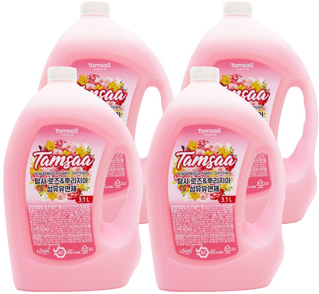 Tamsaa 衣物柔軟精 玫瑰&小蒼蘭, 3.1L, 4桶