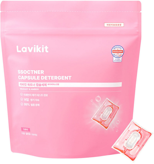 라비킷 쏙트너 딥클린 캡슐세제 베이비머스크향, 38개입, 1개