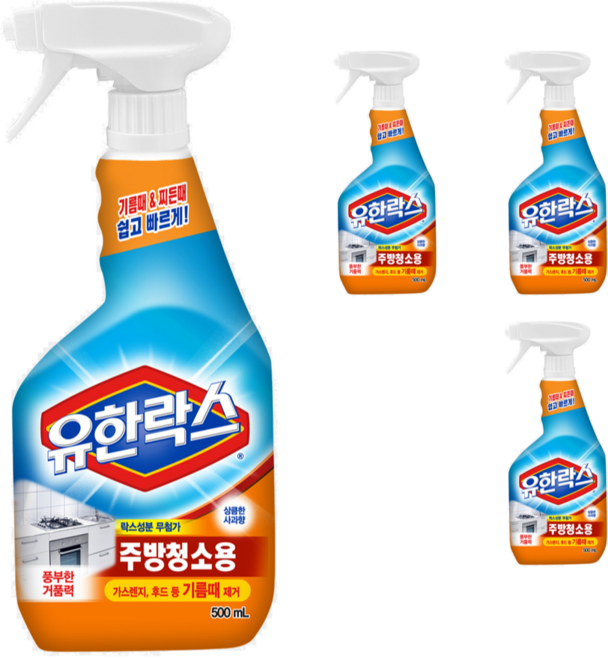 유한락스 주방청소용, 500ml, 4개