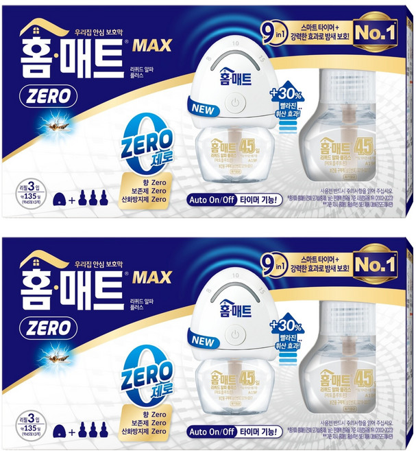 8위 - 홈매트 맥스 제로 리퀴드 훈증기 살충제 + 리필 29ml x 3p 세트, 29g, 2세트
