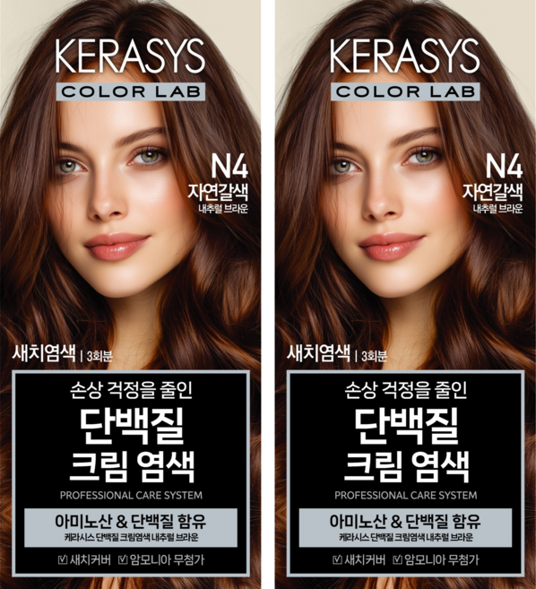 케라시스 단백질 크림 염모제 120g, 내추럴브라운, 2개