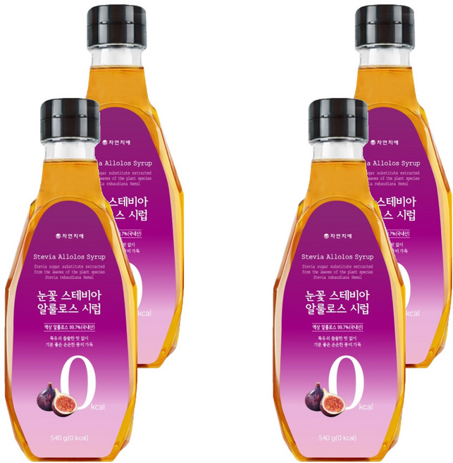 자연지애 눈꽃 스테비아 알룰로스 시럽, 540g, 4개