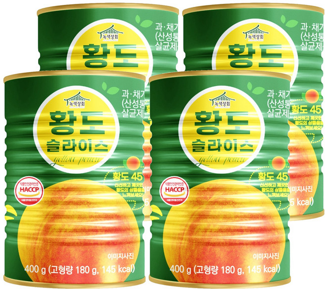 녹색상회 황도 슬라이스, 400g, 4개