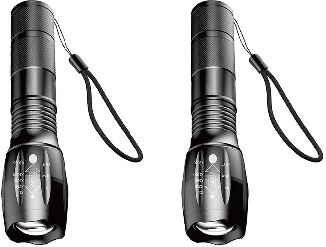 小麥購物 強光手電筒 g177, 2個, 黑色