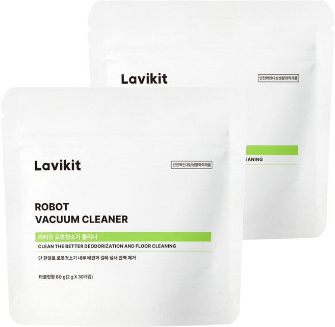 라비킷 로봇청소기 클리너 세정제 타블렛형, 60g, 2개