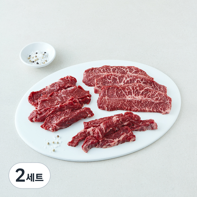 엘그로 와규 모둠 구이용 업진안살 250g + 치마살 250g + 오이스터블레이드 250g 세트 (냉장), 2세트, 750g