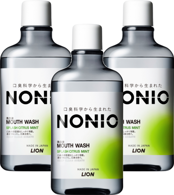 LION 獅王 NONIO 台灣公司貨 終結口氣漱口水 澄橘薄荷, 600ml, 3瓶