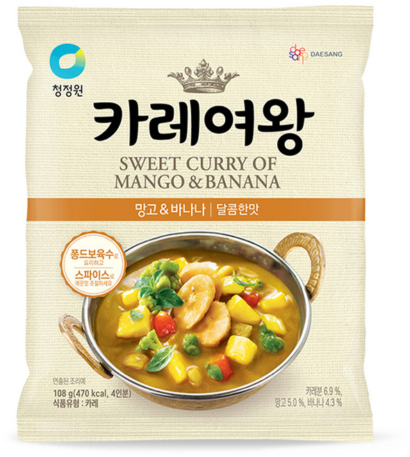 카레여왕 망고 앤 바나나 달콤한맛, 108g, 1개
