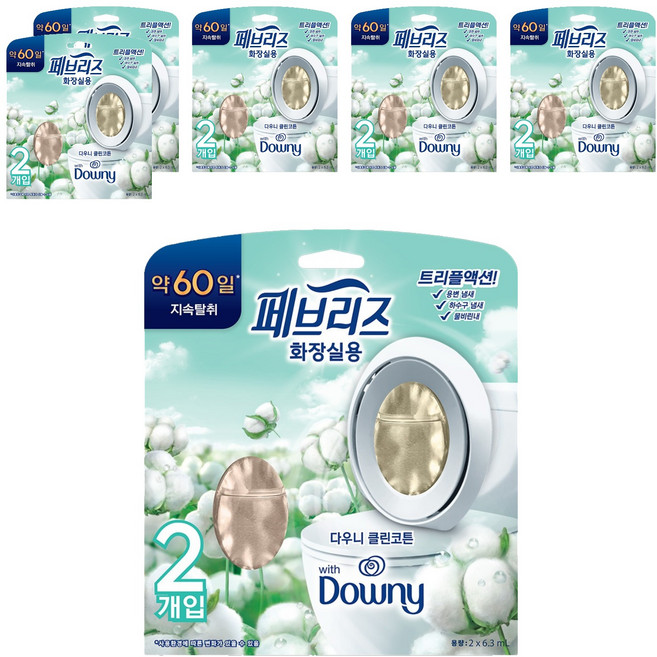 페브리즈 비치형 화장실용 다우니 클린코튼향 본품, 12.6ml, 6개