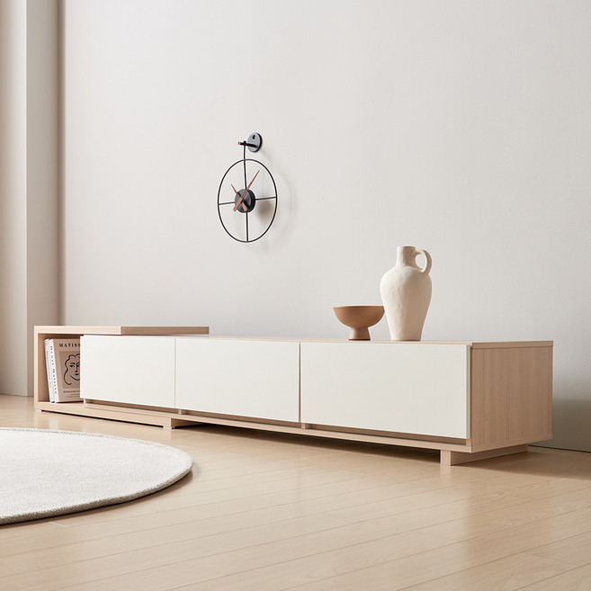 피오레 확장형 거실장 방문설치, 메이플 화이트