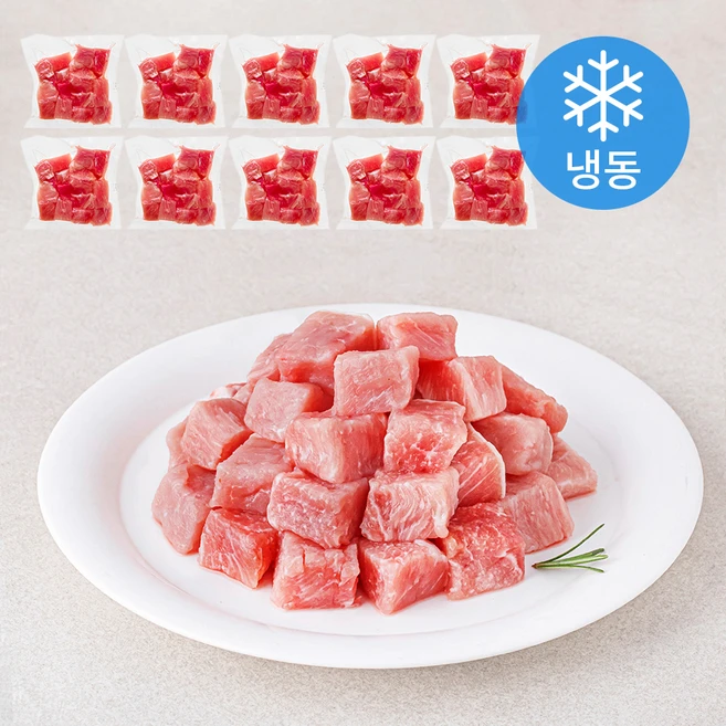 근육꼬기 돈등심 큐브 칼집 (냉동), 10개, 150g - 쿠팡
