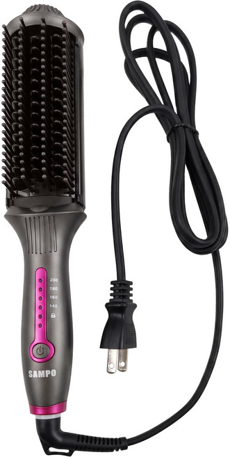 SAMPO 聲寶 40-60W 直捲兩用 造型梳 4檔調溫 黑 HC-Z1808L 負離子 375g 陶瓷釉精油塗層 智能鎖鍵