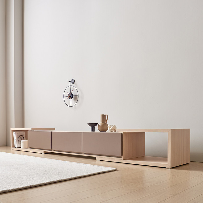 장인가구아이브 피오레 듀얼 거실장 확장형 방문설치, 메이플그레이