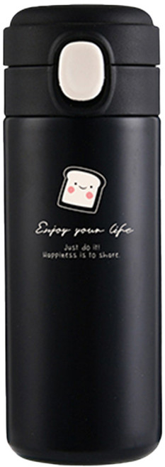 OMORY 好時光彈跳保溫瓶, 焦茶黑, 320ml, 1個