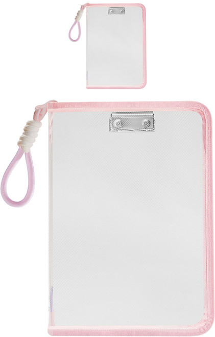 마르벨라 지퍼달린 마카롱 A4 파일케이스, 핑크, 2개