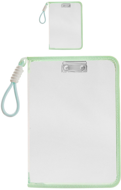 마르벨라 지퍼달린 마카롱 A4 파일케이스, 그린, 2개