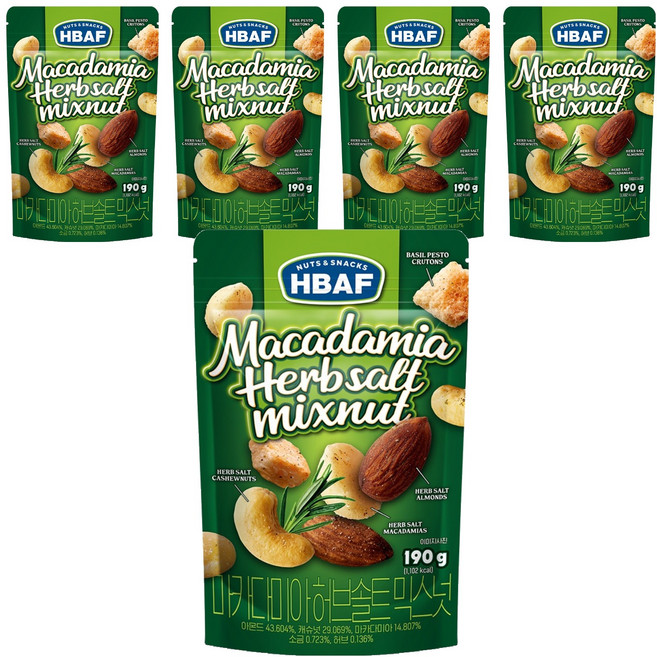 바프 마카다미아 허브솔트 믹스넛, 190g, 5개