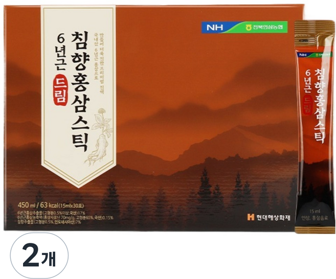 Nonghyup 夢想沉香紅參條 30入, 450ml, 2個