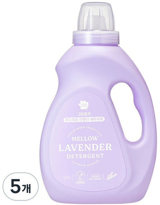 그린핑거 부드러운 라벤더 세탁세제, 1.4L, 5개