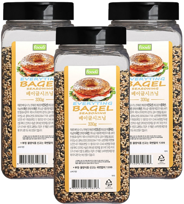 foodi 에브리띵 베이글시즈닝, 3개, 330g
