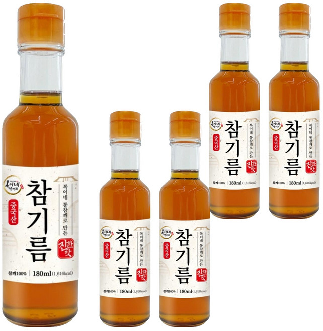 복이네먹거리 통깨로 만든 진한맛 참기름, 5개, 180ml