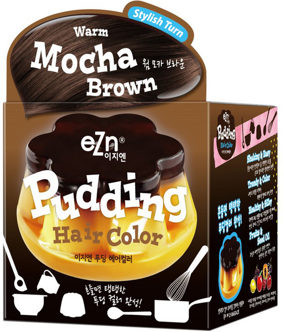 eZn 푸딩 헤어컬러 염모제 70ml, 웜모카브라운, 1개