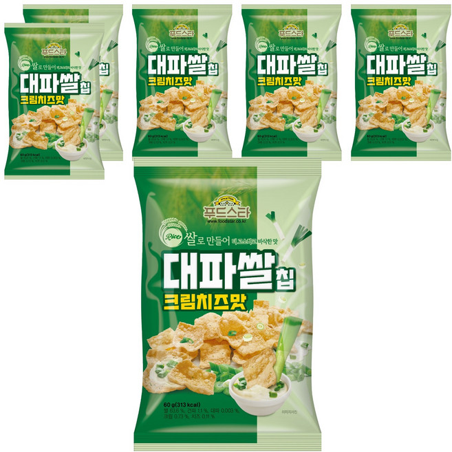 푸드스타 대파쌀칩 크림치즈맛, 60g, 6개