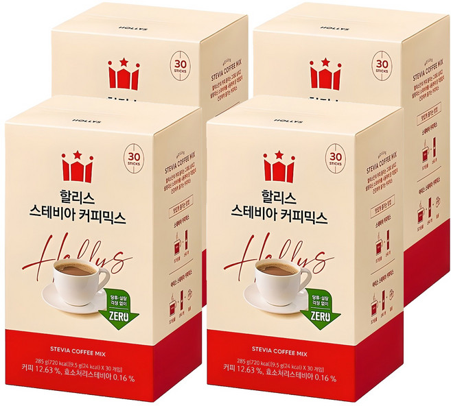 할리스 스테비아 커피믹스, 9.5g, 30개입, 4개