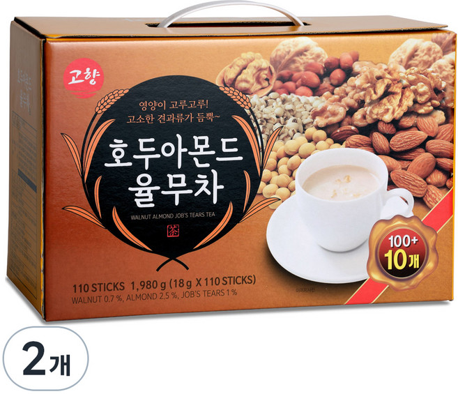 고향 호두아몬드 율무차, 18g, 110개입, 2개