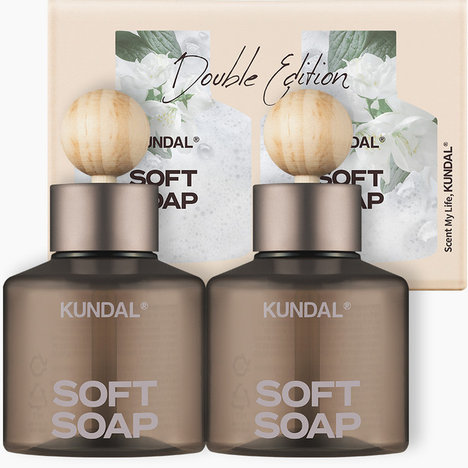 쿤달 퍼퓸 차량용 방향제 75ml 2개 + 우드볼 스틱 2개 세트, 소프트솝향, 1세트