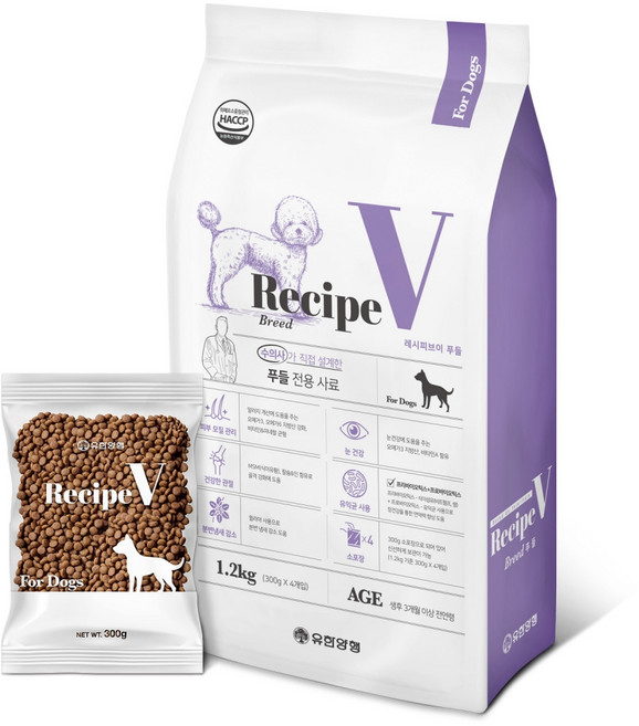 유한양행레시피브이 강아지 처방식사료, 푸들, 1.2kg, 1개