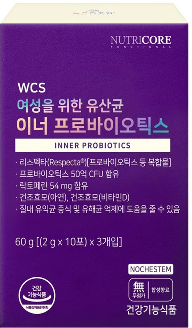 뉴트리코어 여성을 위한 유산균 이너 프로바이오틱스, 60g, 1개