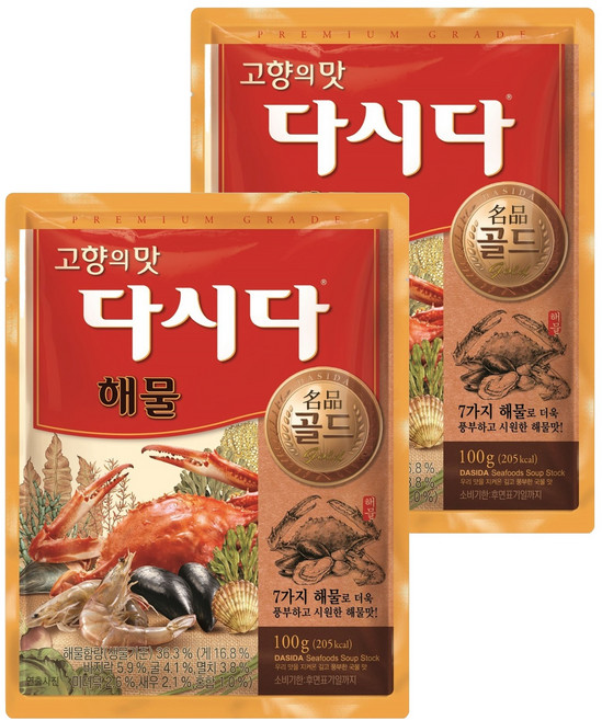 다시다 명품골드 해물 조미료, 100g, 2개