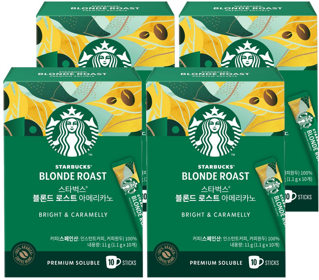 STARBUCKS 星巴克 黃金烘焙美式原豆咖啡隨身包, 4個, 1.1g, 10入