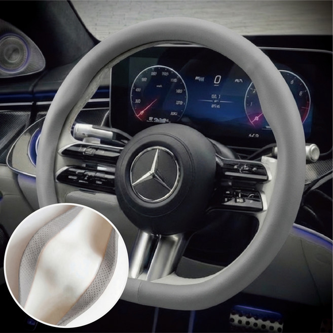 카사장 자국 안남는 무타공 무지 나파 가죽 핸들 커버, 웜그레이