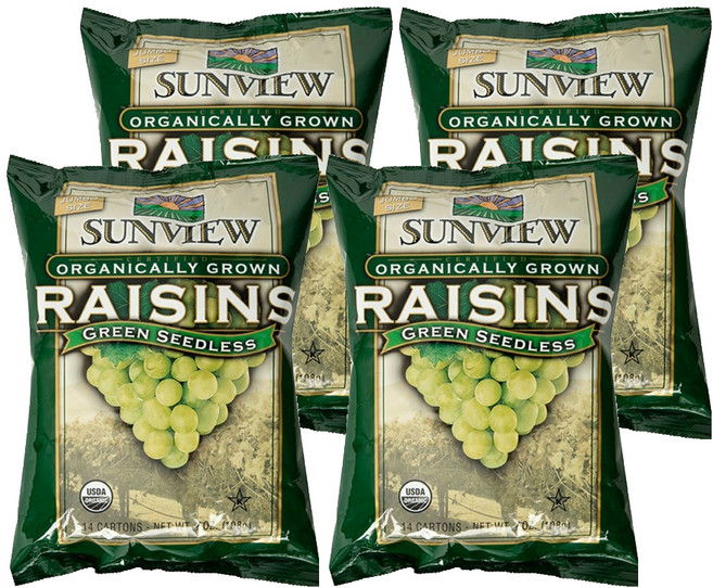 썬뷰 유기농 건청포도 스낵팩, 198g, 4개