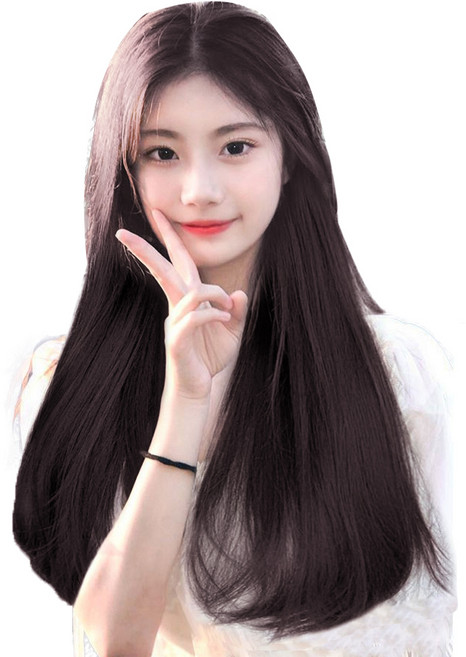 C컬 붙임머리 헤어피스 10 x 50 cm, 다크브라운, 5개