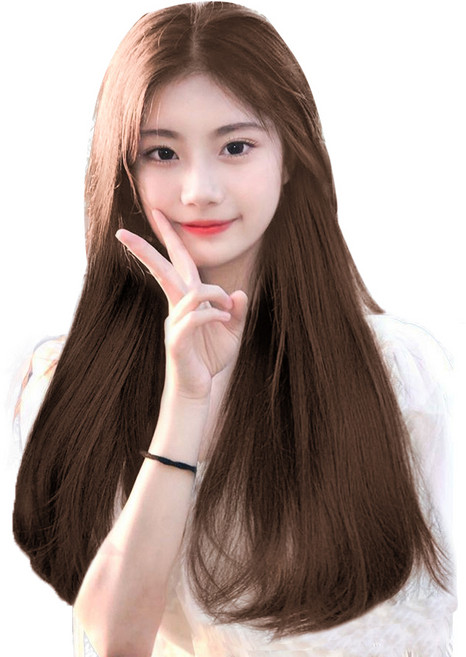 C컬 붙임머리 헤어피스 10 x 50 cm, 라이트브라운, 5개