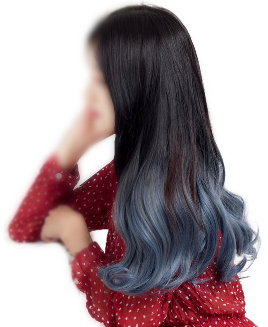 준 투컬러 웨이브 1피스 붙임머리 50cm 190g, 다크 + 애쉬블루, 1개