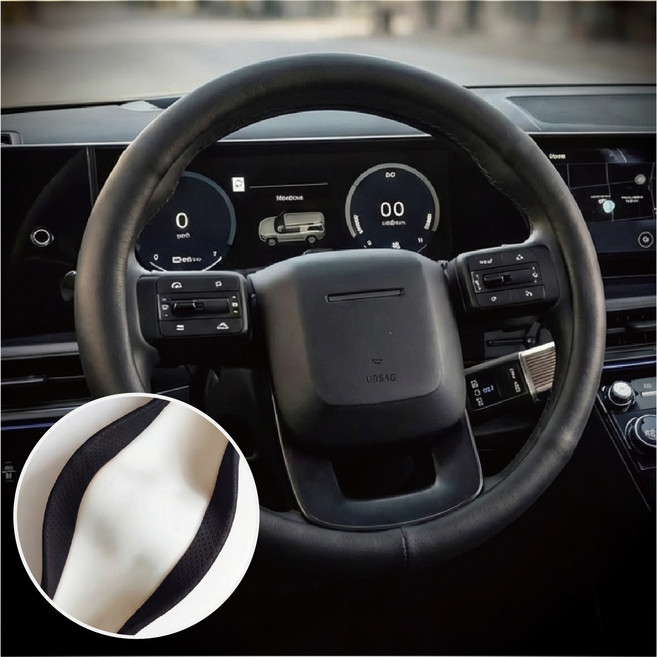 카사장 자국 안남는 무타공 무지 나파 가죽 핸들 커버, 비크블랙