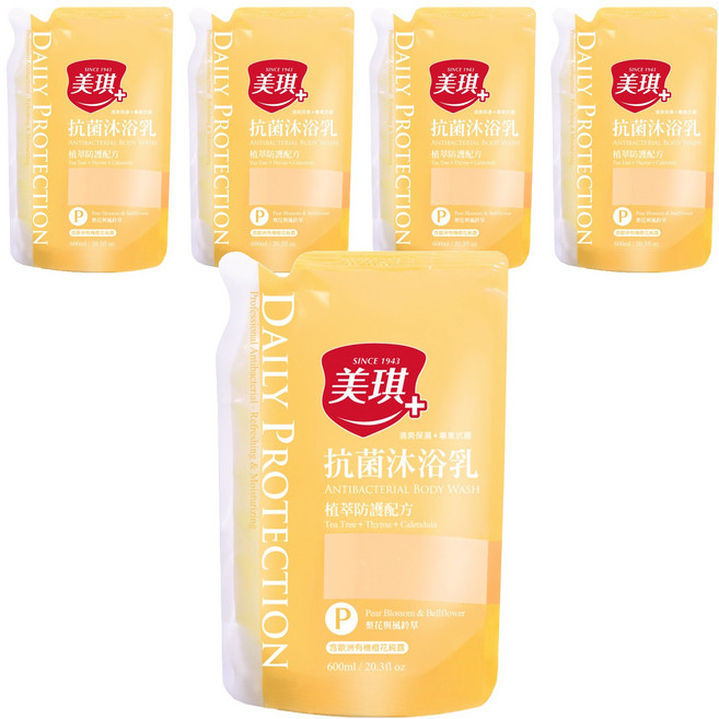 美琪 抗菌沐浴乳 梨花與風鈴草 補充包, 600ml, 5包