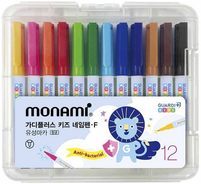 모나미 가디플러스 키즈 네임펜F 12색 세트, 혼합색상, 1세트