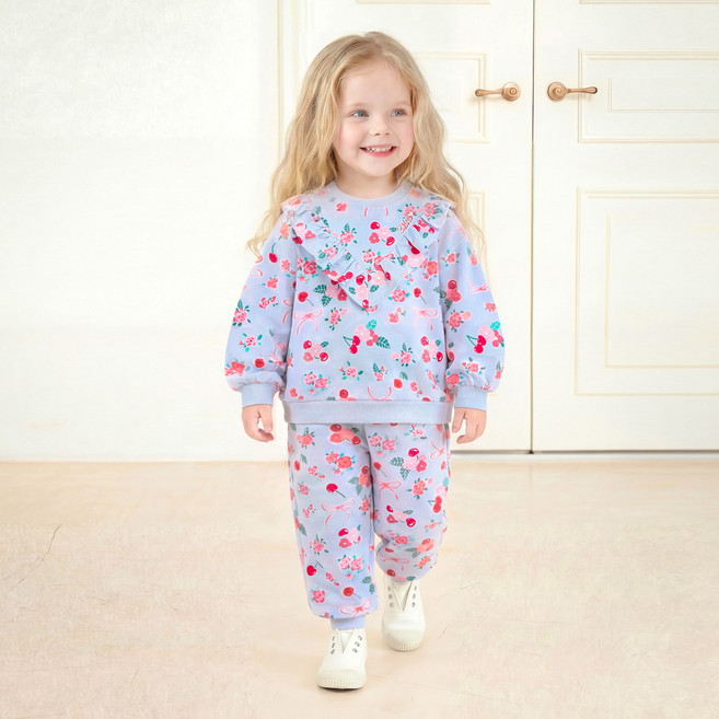 몰리멜리 체리 블룸 벌룬 프릴 상하의 세트