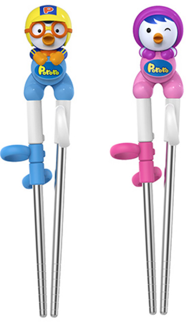 에디슨 입체 스텐 아동교정젓가락 2종 세트, 뽀로로 + 패티, 1세트