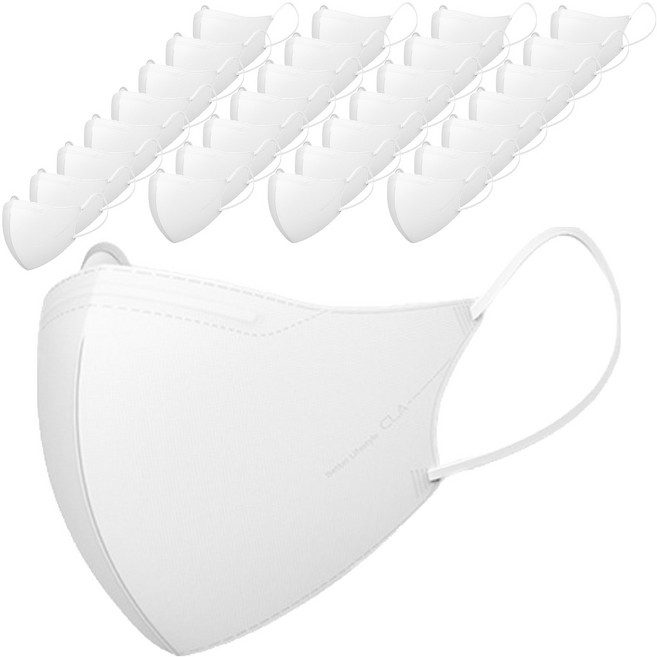 CLA 슬림핏 새부리형 컬러 마스크 성인용 대형, 5개입, 24개, 화이트